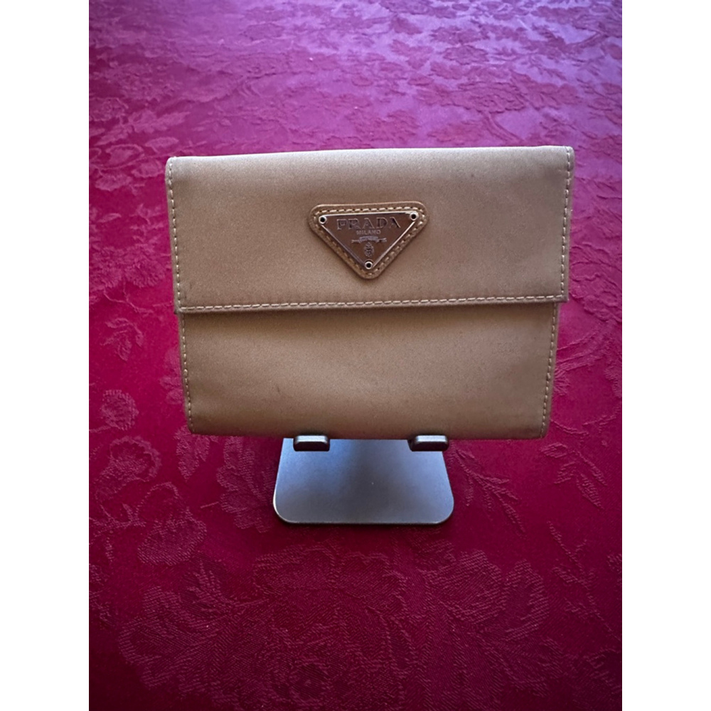 Prada Beige Nylon & Leather Compact Snap Wallet - Picture 2 of 14